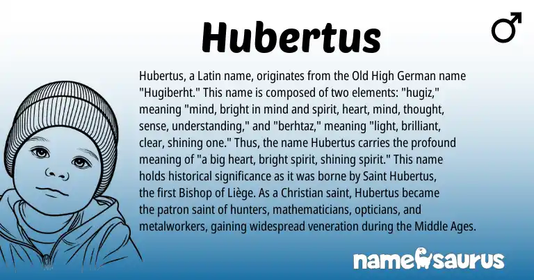 Infographic about Hubertus name meaning, Hubertus is a name from Old High German, Latin origin(s).