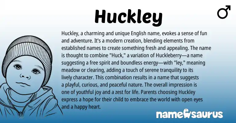 Infographic about Huckley name meaning, Huckley is a name from English origin(s).