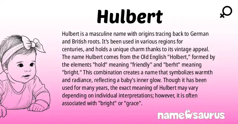 Infographic about Hulbert name meaning, Hulbert is a name from German, British origin(s).