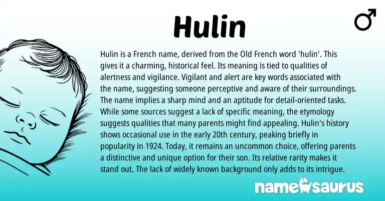 Infographic about Hulin name meaning, Hulin is a name from French, English origin(s).