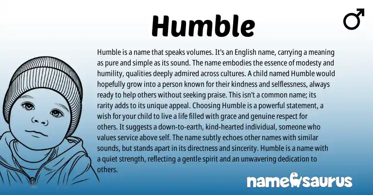 Infographic about Humble name meaning, Humble is a name from English origin(s).