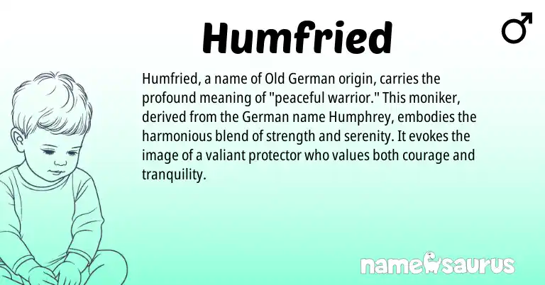 Infographic about Humfried name meaning, Humfried is a name from Old German, German origin(s).