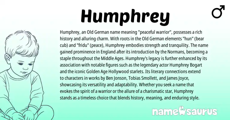Infographic about Humphrey name meaning, Humphrey is a name from Old German, England origin(s).