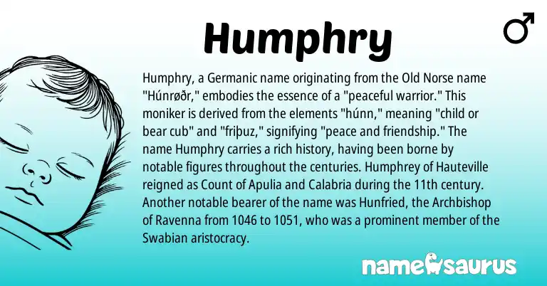 Infographic about Humphry name meaning, Humphry is a name from Old Norse, Germanic origin(s).