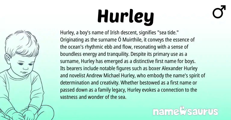 Infographic about Hurley name meaning, Hurley is a name from Irish origin(s).