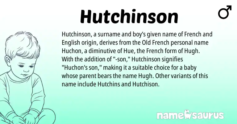 Infographic about Hutchinson name meaning, Hutchinson is a name from English, French, Old French origin(s).