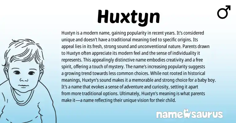 Infographic about Huxtyn name meaning, Huxtyn is a name from English origin(s).