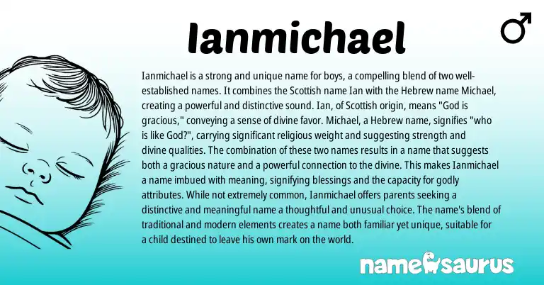 Infographic about Ianmichael name meaning, Ianmichael is a name from Scottish, Hebrew origin(s).