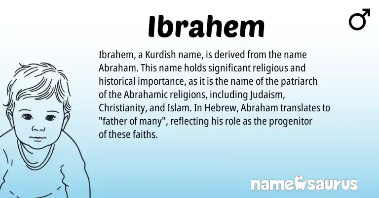 Infographic about Ibrahem name meaning, Ibrahem is a name from Judaism, Christianity, Kurdish, Hebrew origin(s).