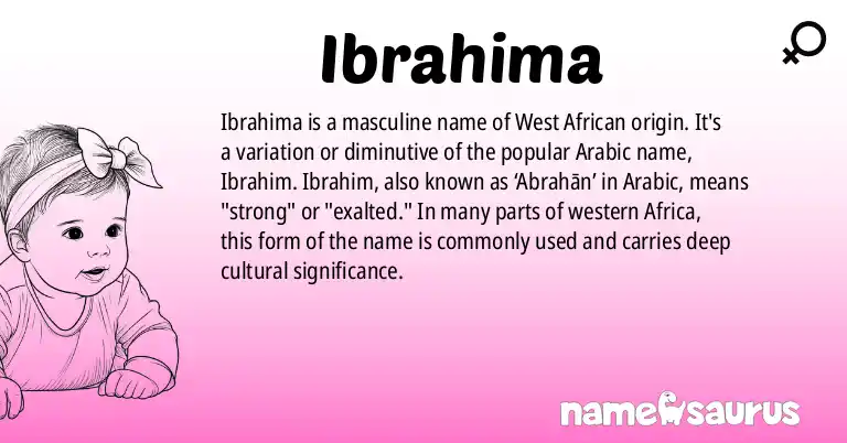Infographic about Ibrahima name meaning, Ibrahima is a name from Western African origin(s).