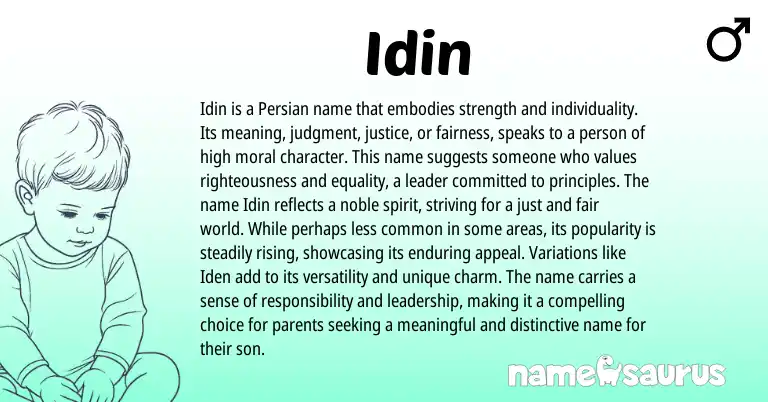 Infographic about Idin name meaning, Idin is a name from Persian origin(s).