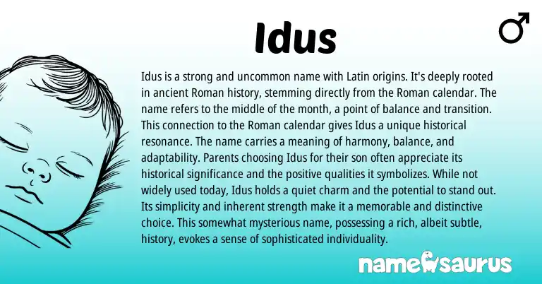 Infographic about Idus name meaning, Idus is a name from Latin, Roman origin(s).