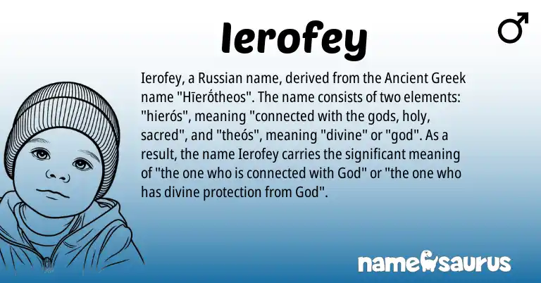 Infographic about Ierofey name meaning, Ierofey is a name from Russian, Ancient Greek origin(s).