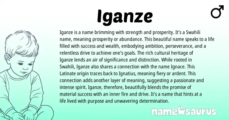 Infographic about Iganze name meaning, Iganze is a name from African, Swahili origin(s).