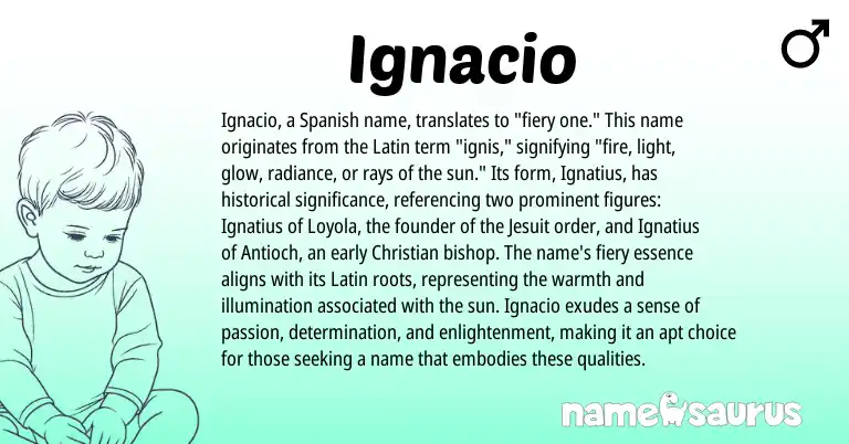 Infographic about Ignacio name meaning, Ignacio is a name from Spanish, Latin origin(s).