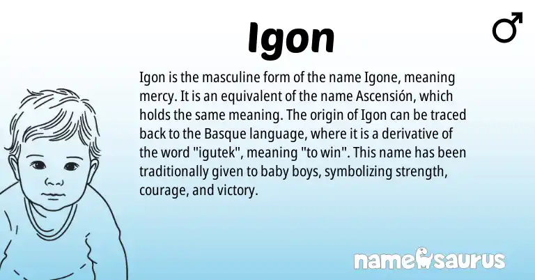 Infographic about Igon name meaning, Igon is a name from Basque origin(s).