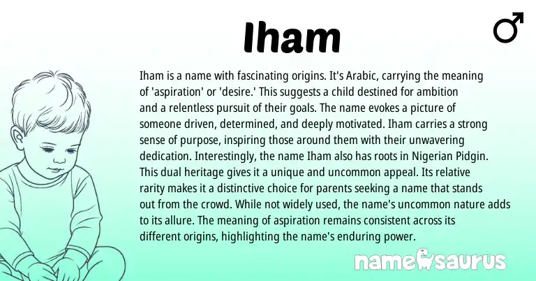 Infographic about Iham name meaning, Iham is a name from Arabic origin(s).