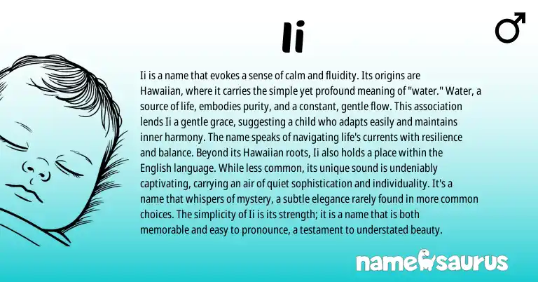 Infographic about Ii name meaning, Ii is a name from Hawaiian origin(s).