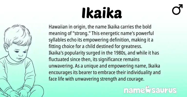 Infographic about Ikaika name meaning, Ikaika is a name from Hawaiian origin(s).
