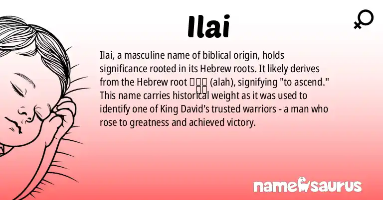 Infographic about Ilai name meaning, Ilai is a name from Biblical, Hebrew, Biblical Hebrew origin(s).