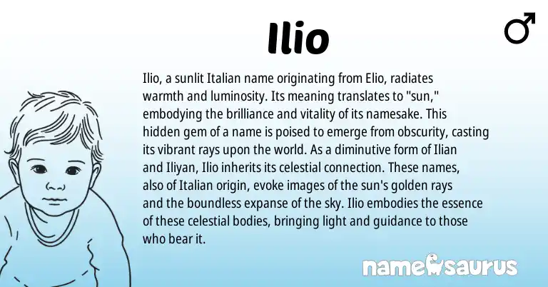 Infographic about Ilio name meaning, Ilio is a name from Italian origin(s).
