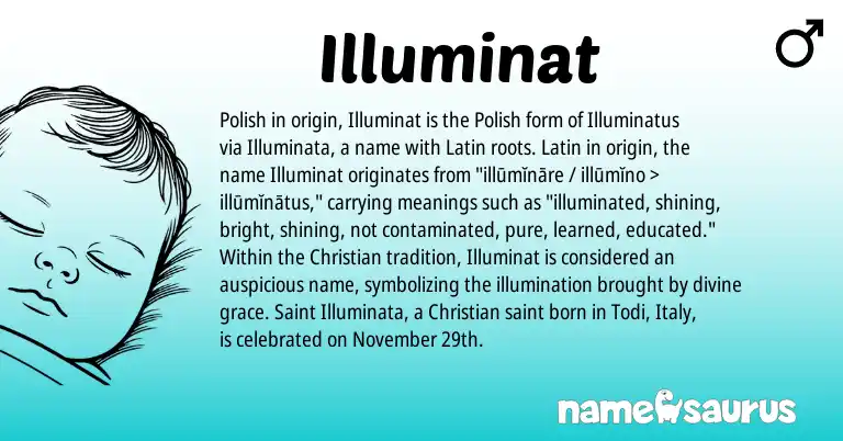 Infographic about Illuminat name meaning, Illuminat is a name from Polish, Latin origin(s).