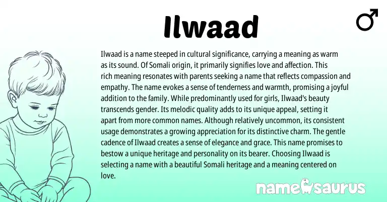 Infographic about Ilwaad name meaning, Ilwaad is a name from Somali origin(s).