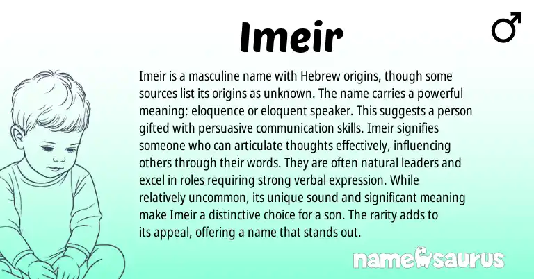 Infographic about Imeir name meaning, Imeir is a name from Hebrew, Arabic origin(s).