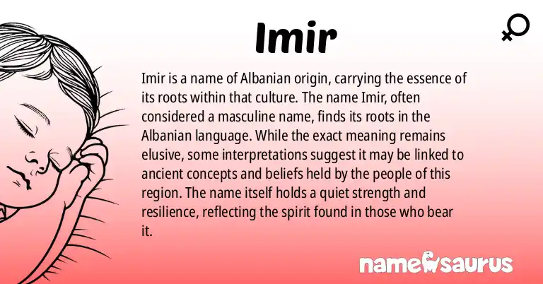 Infographic about Imir name meaning, Imir is a name from Albanian origin(s).