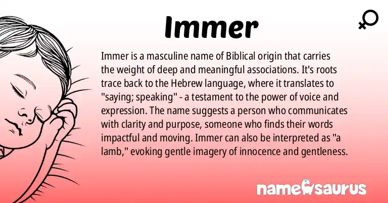 Infographic about Immer name meaning, Immer is a name from Biblical origin(s).