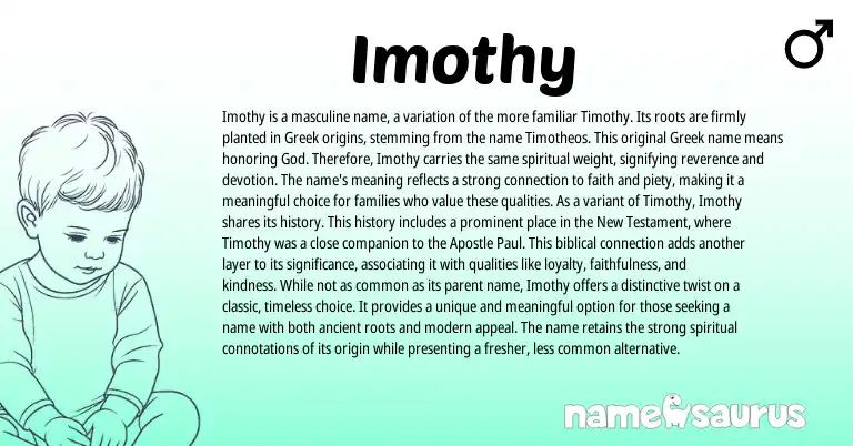Infographic about Imothy name meaning, Imothy is a name from English, Greek origin(s).