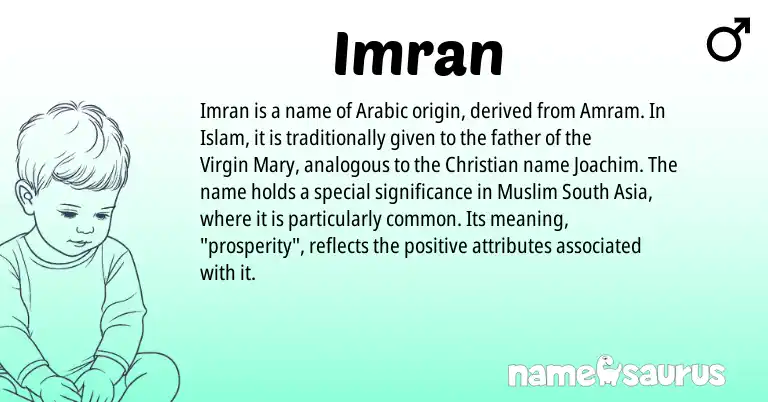 Infographic about Imran name meaning, Imran is a name from Arabic, Muslim origin(s).