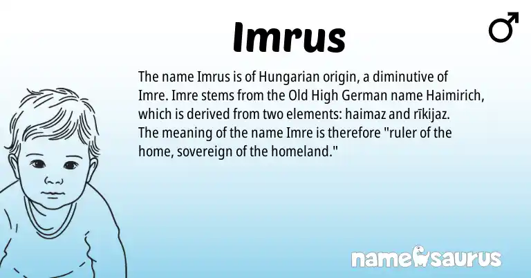 Infographic about Imrus name meaning, Imrus is a name from Old High German, Hungarian origin(s).