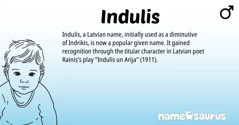 Infographic about Indulis name meaning, Indulis is a name from Latvian origin(s).