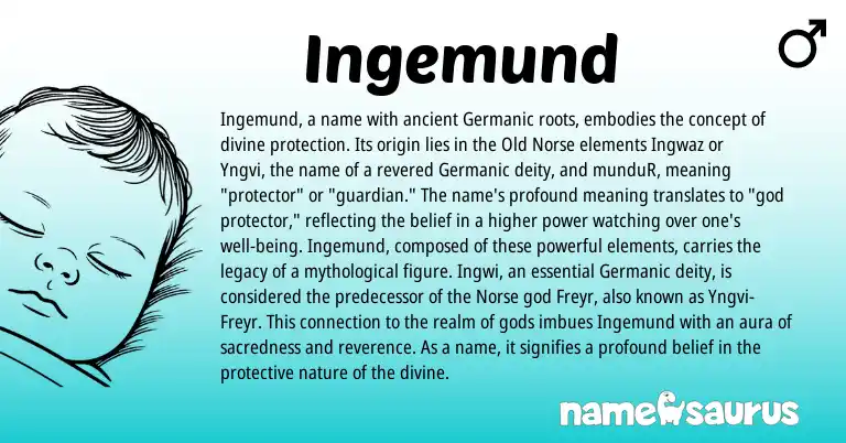 Infographic about Ingemund name meaning, Ingemund is a name from Old Norse, Germanic, Norse origin(s).