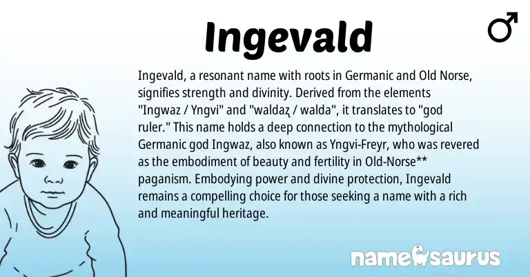 Infographic about Ingevald name meaning, Ingevald is a name from Old Norse, Germanic, Norse origin(s).