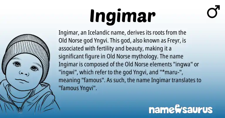 Infographic about Ingimar name meaning, Ingimar is a name from Old Norse, Icelandic origin(s).