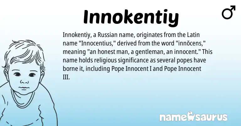 Infographic about Innokentiy name meaning, Innokentiy is a name from Russian, Latin origin(s).