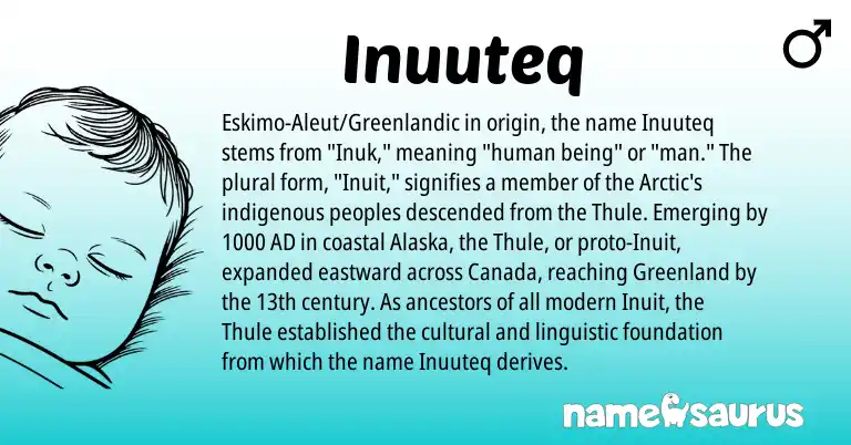 Infographic about Inuuteq name meaning, Inuuteq is a name from Inuit, Aleut, Greenlandic origin(s).