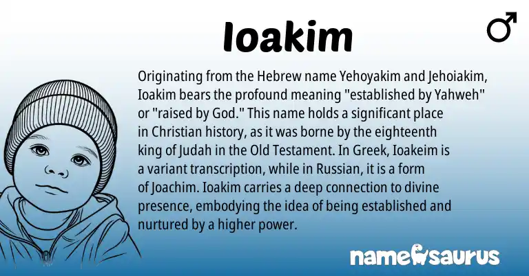 Infographic about Ioakim name meaning, Ioakim is a name from Russian, Hebrew, Greek origin(s).