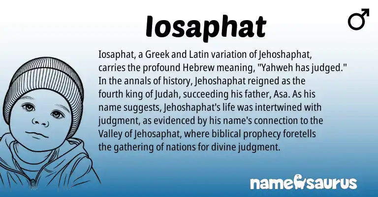 Infographic about Iosaphat name meaning, Iosaphat is a name from Latin, Hebrew, Greek origin(s).