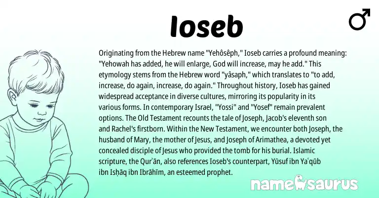 Infographic about Ioseb name meaning, Ioseb is a name from Hebrew origin(s).
