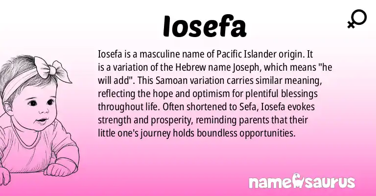 Infographic about Iosefa name meaning, Iosefa is a name from Pacific Islander origin(s).