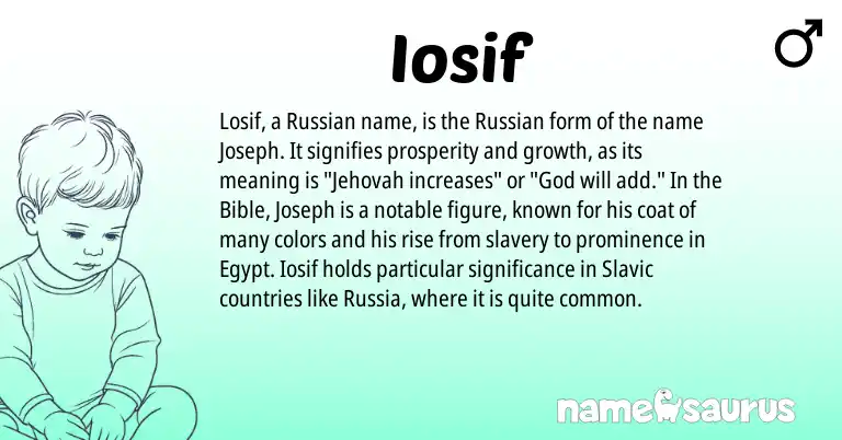 Infographic about Iosif name meaning, Iosif is a name from Russian, Slavic origin(s).