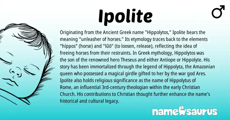 Infographic about Ipolite name meaning, Ipolite is a name from Ancient Greek, Greek origin(s).