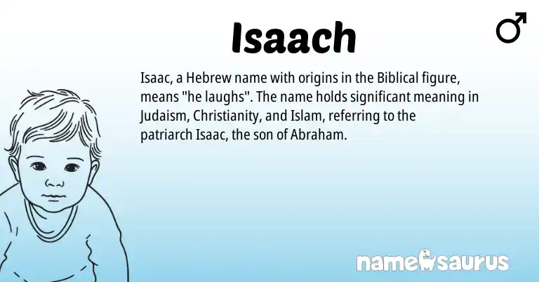 Infographic about Isaach name meaning, Isaach is a name from Judaism, Christianity, Hebrew origin(s).