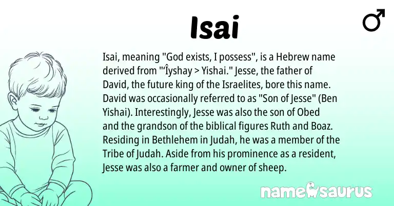 Infographic about Isai name meaning, Isai is a name from Hebrew origin(s).