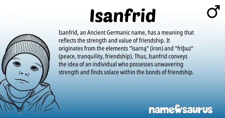 Infographic about Isanfrid name meaning, Isanfrid is a name from Ancient Germanic origin(s).