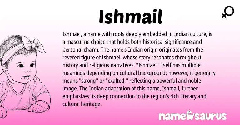 Infographic about Ishmail name meaning, Ishmail is a name from Indian origin(s).
