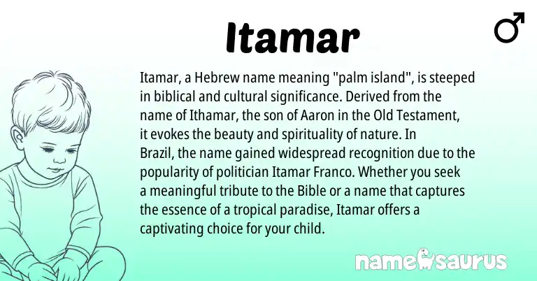 Infographic about Itamar name meaning, Itamar is a name from Hebrew origin(s).